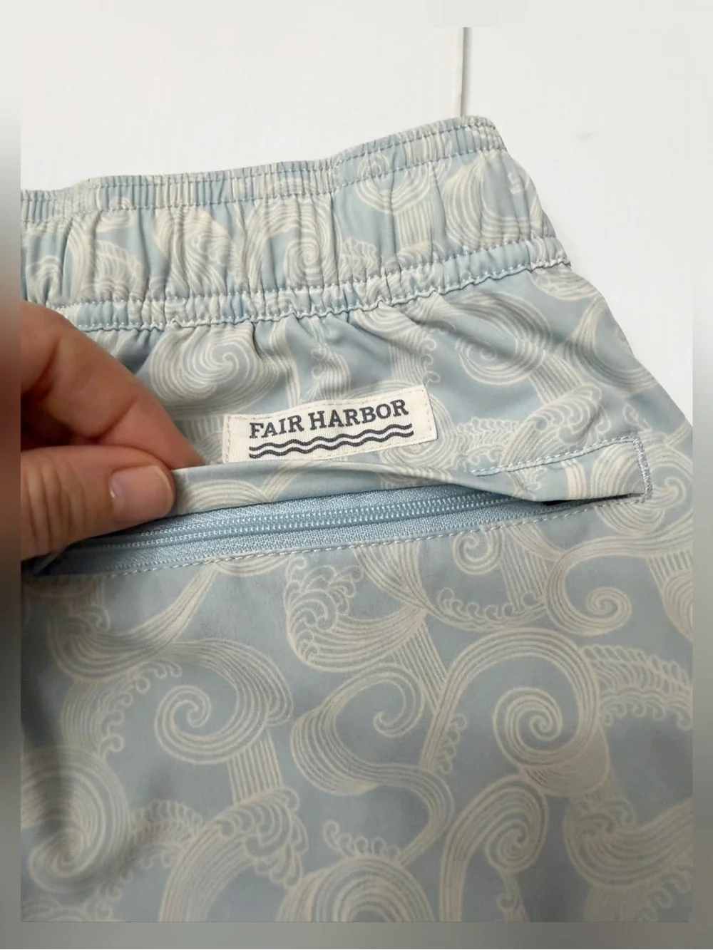 Fair Harbor Light Blue Tidal Wave Swim Short Trunks - M